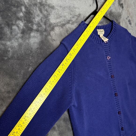 L.L. Bean Womens Long Sleeve Cardigan Size Medium Purple Button Down Cotton - Picture 5 of 7